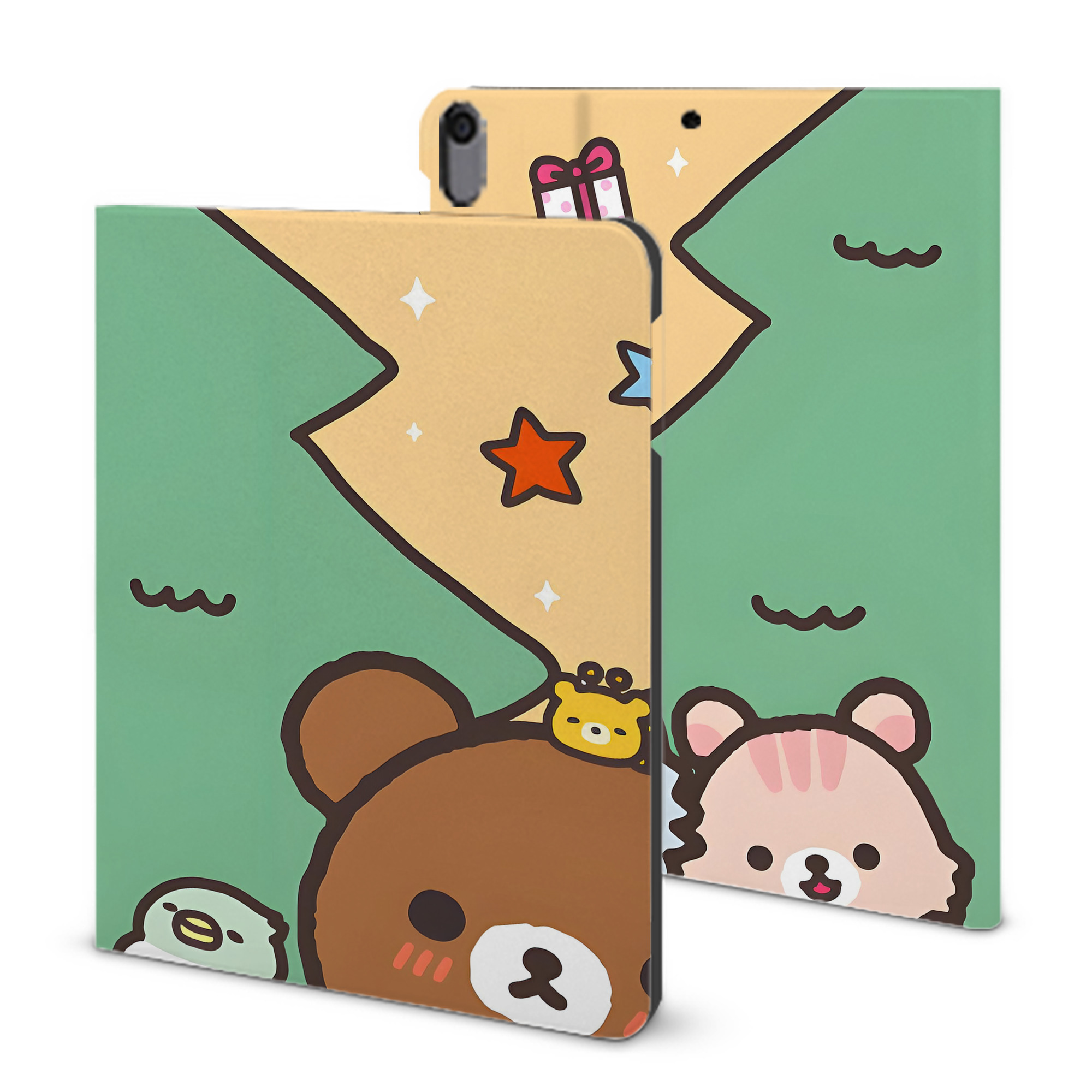 （画像用） リラックマ リラックマ キイロイトリ Rilakkuma Korilakkuma Kiiroitori IPad ケース ブック型 PUレザー TPU 耐衝撃 軽量 薄型 ペン収納なし 全面保護 IPad 各モデル対応